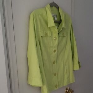 Christopher & Banks Lime Green Button-Up Utility Jacket
